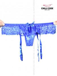 Podvazkové sexy kalhotky Blossom - Modrá